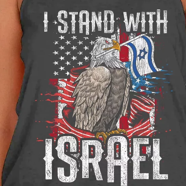 I Stand With Israel Vintage Eagle Us Flag Women's Knotted Racerback Tank