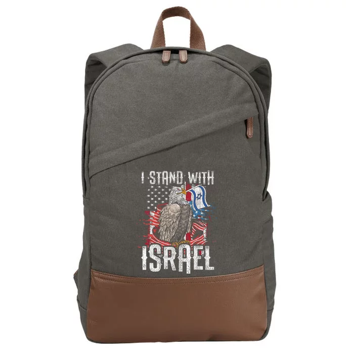 I Stand With Israel Vintage Eagle Us Flag Cotton Canvas Backpack