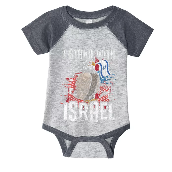 I Stand With Israel Vintage Eagle Us Flag Infant Baby Jersey Bodysuit