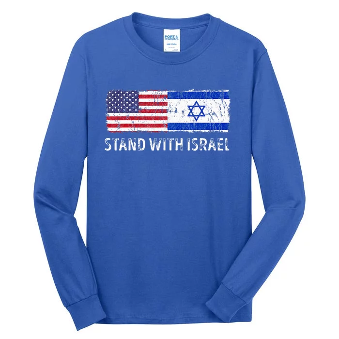 I Stand With Israel USA Israeli Flag Jewish Tall Long Sleeve T-Shirt