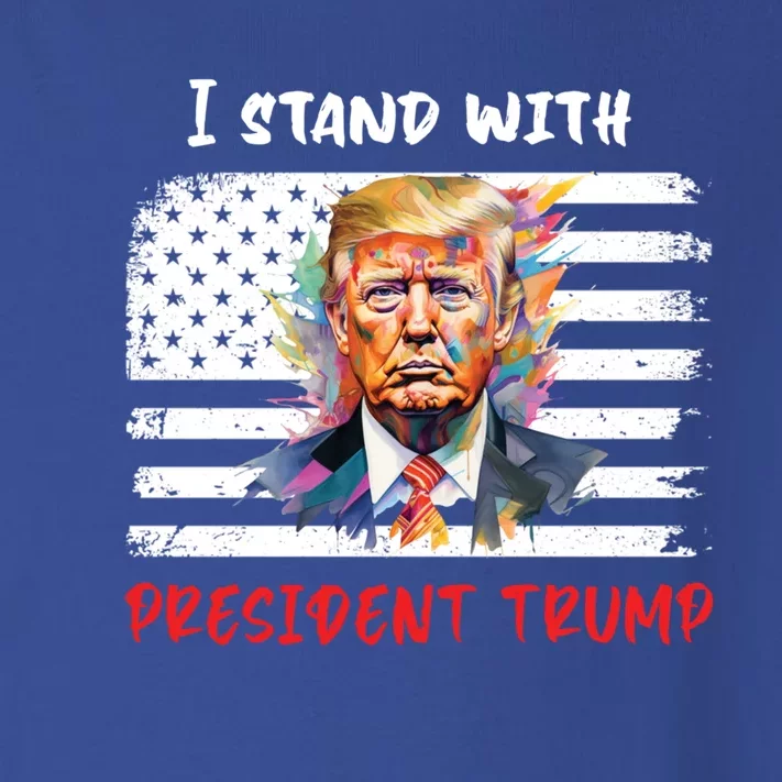 I Stand With President Trump Distressed American Flag Suppor Gift Toddler Long Sleeve Shirt