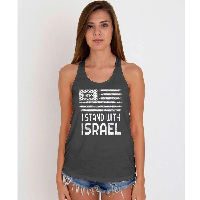 I Stand With Israel America Flag Israel Flag Women's Knotted Racerback Tank