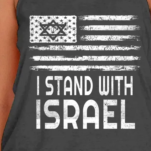 I Stand With Israel America Flag Israel Flag Women's Knotted Racerback Tank