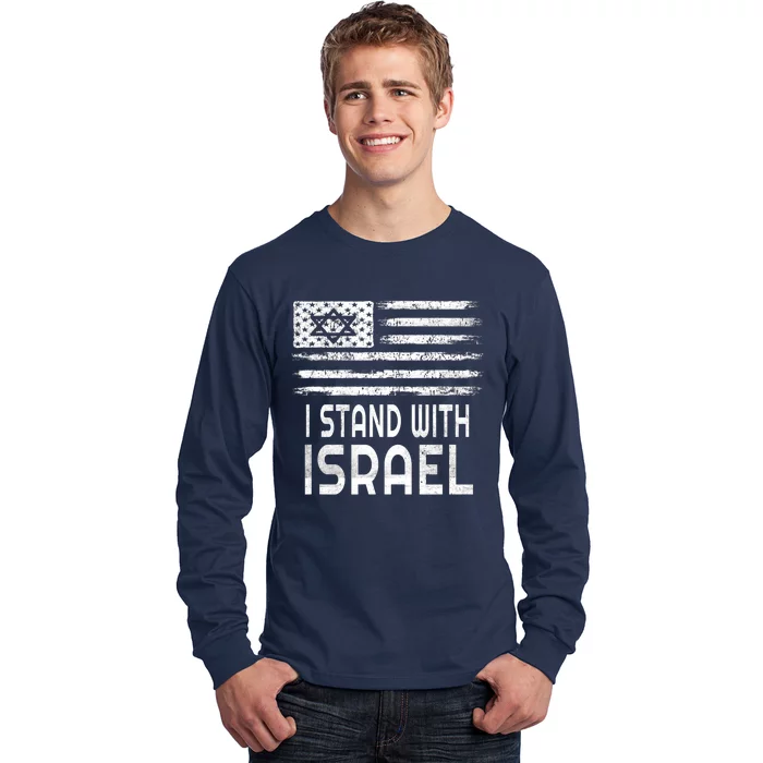 I Stand With Israel America Flag Israel Flag Long Sleeve Shirt