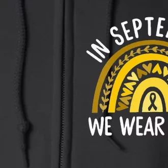 In September We Wear Gold Childhood Cancer Awareness Rainbow Full Zip Hoodie