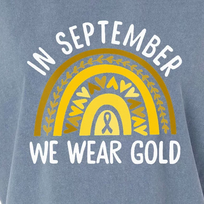 In September We Wear Gold Childhood Cancer Awareness Rainbow Garment-Dyed Women's Muscle Tee