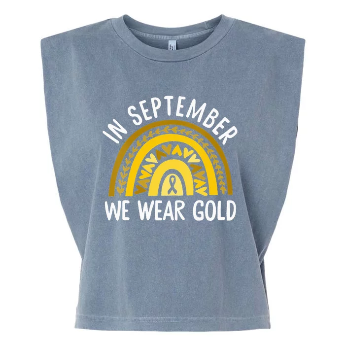 In September We Wear Gold Childhood Cancer Awareness Rainbow Garment-Dyed Women's Muscle Tee