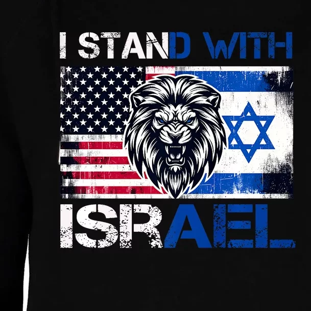 I Stand With Israel Us Support Lion Love Israeli Brotherhood Womens Funnel Neck Pullover Hood