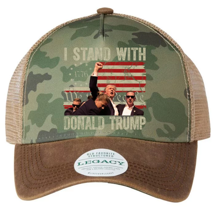 I Stand With Donald Trump 2024 Vintage Usa Flag Fight Legacy Tie Dye Trucker Hat