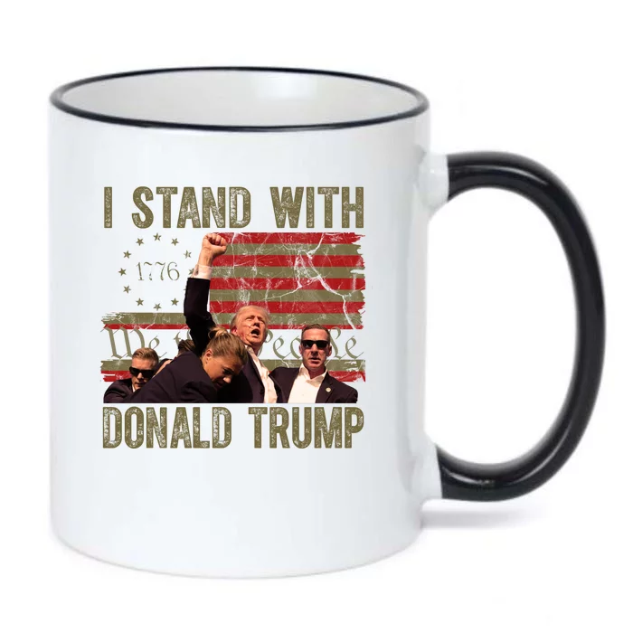 I Stand With Donald Trump 2024 Vintage Usa Flag Fight Black Color Changing Mug