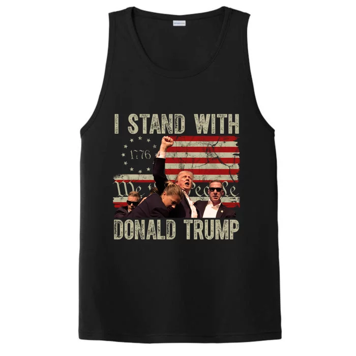 I Stand With Donald Trump 2024 Vintage Usa Flag Fight Performance Tank