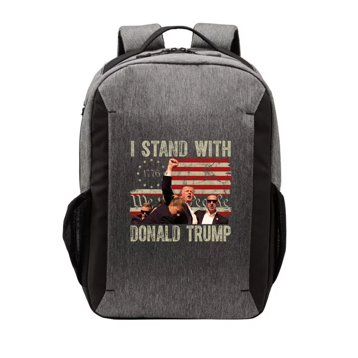 I Stand With Donald Trump 2024 Vintage Usa Flag Fight Vector Backpack