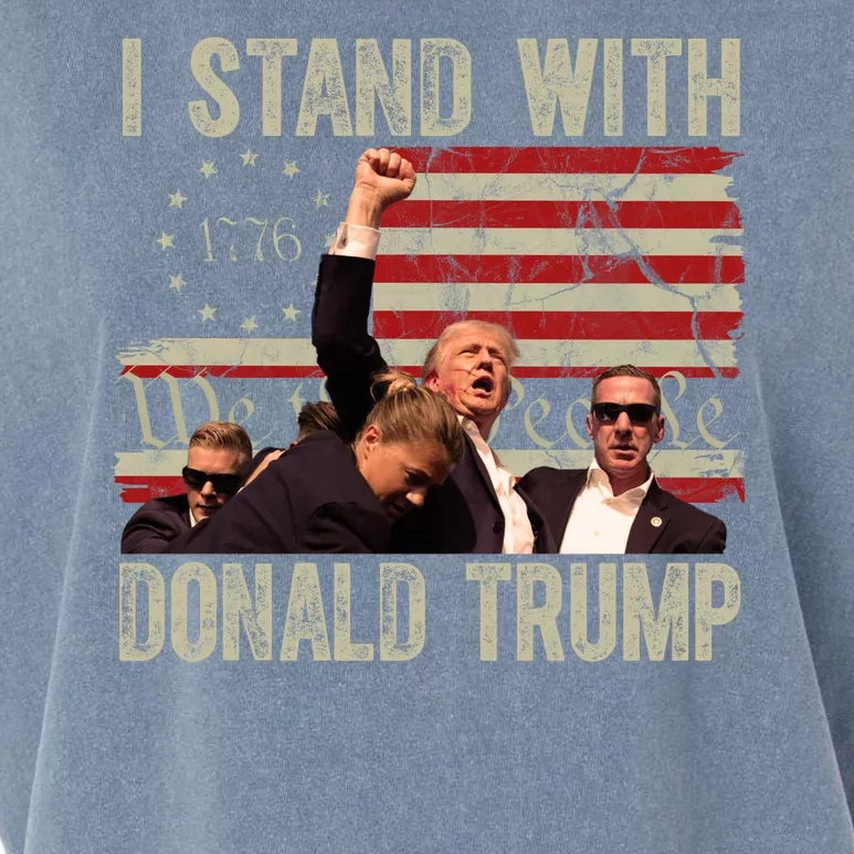 I Stand With Donald Trump 2024 Vintage Usa Flag Fight Garment-Dyed Women's Muscle Tee