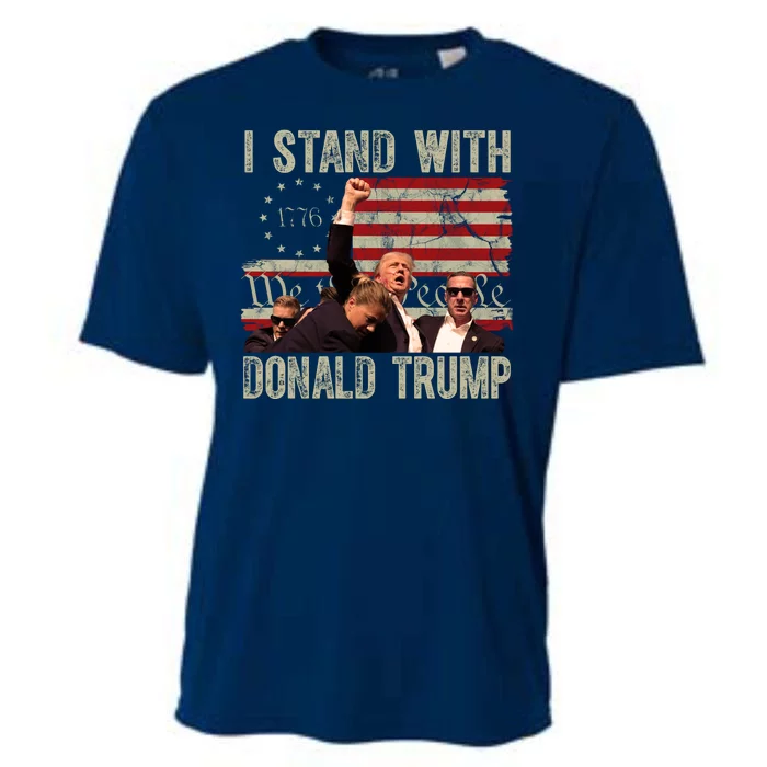 I Stand With Donald Trump 2024 Vintage Usa Flag Fight Cooling Performance Crew T-Shirt