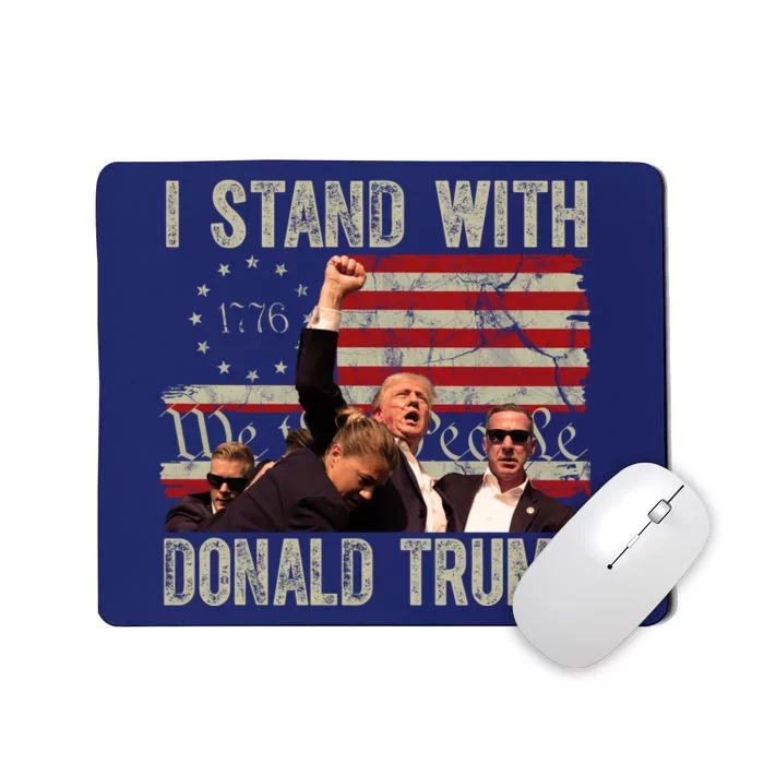 I Stand With Donald Trump 2024 Vintage Usa Flag Fight Mousepad