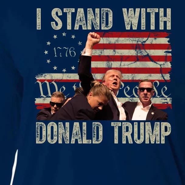 I Stand With Donald Trump 2024 Vintage Usa Flag Fight Cooling Performance Long Sleeve Crew