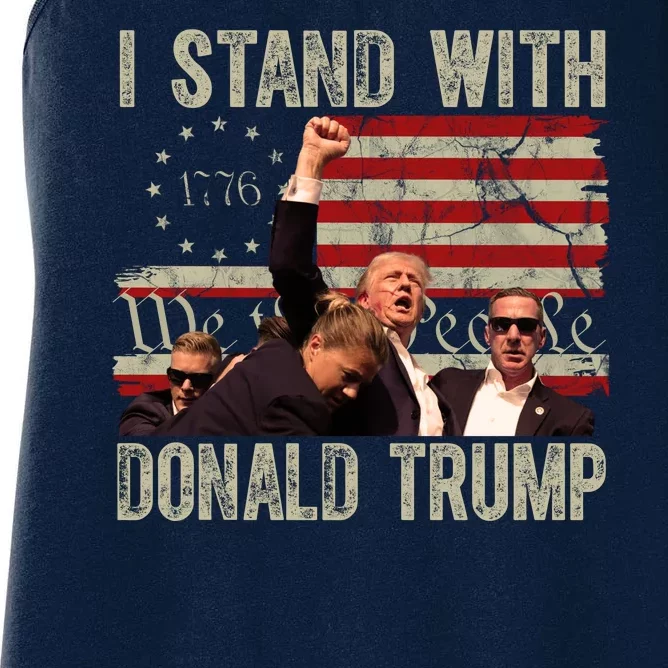 I Stand With Donald Trump 2024 Vintage Usa Flag Fight Women's Racerback Tank