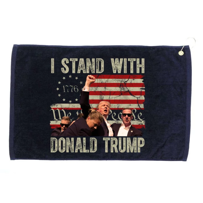 I Stand With Donald Trump 2024 Vintage Usa Flag Fight Grommeted Golf Towel