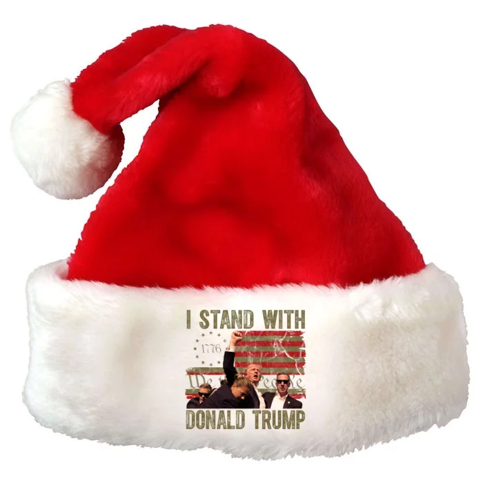 I Stand With Donald Trump 2024 Vintage Usa Flag Fight Premium Christmas Santa Hat