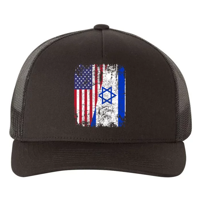 I Stand With Israel Usa American Flag W/ Israel Flag Yupoong Adult 5-Panel Trucker Hat