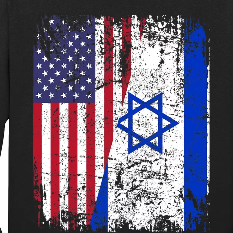 I Stand With Israel Usa American Flag W/ Israel Flag Long Sleeve Shirt