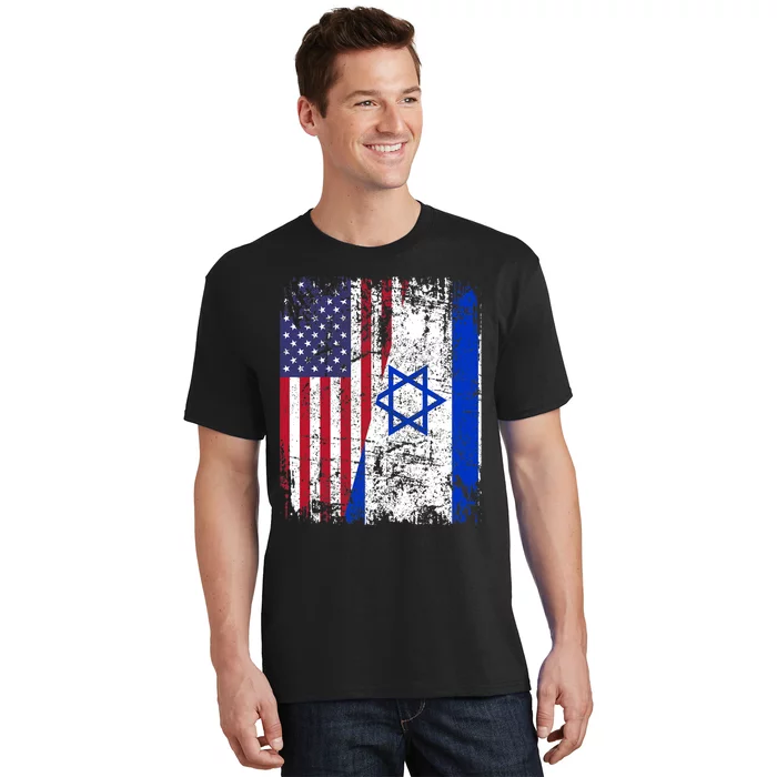 I Stand With Israel Usa American Flag W/ Israel Flag T-Shirt