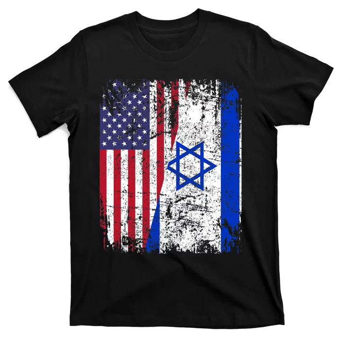 I Stand With Israel Usa American Flag W/ Israel Flag T-Shirt