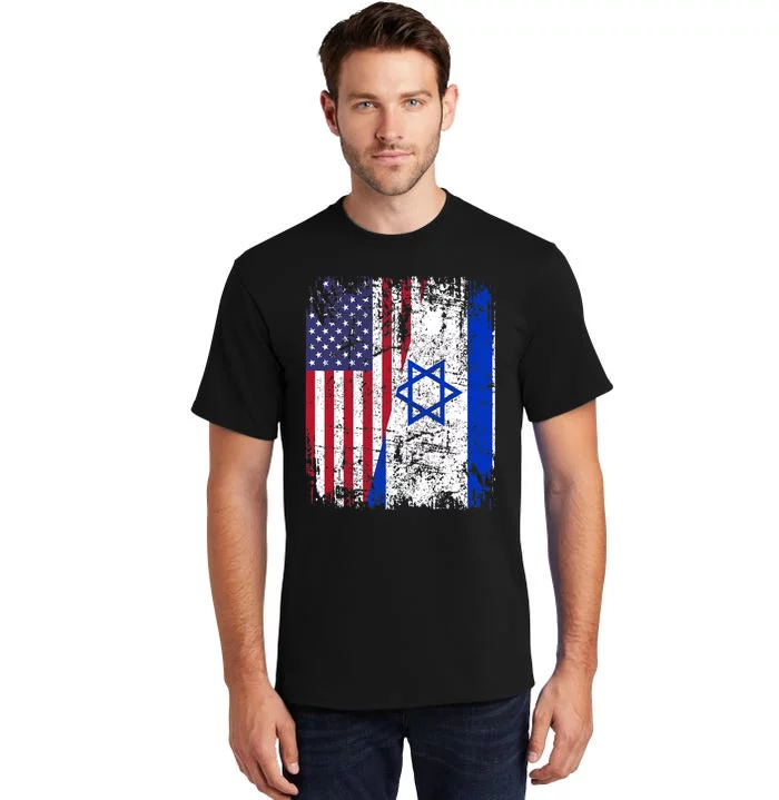 I Stand With Israel Usa American Flag W/ Israel Flag Tall T-Shirt