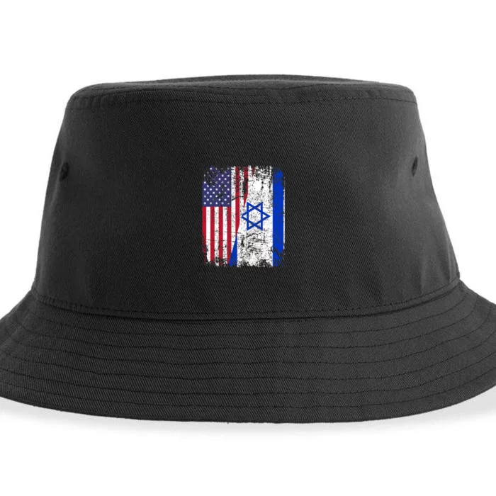 I Stand With Israel Usa American Flag W/ Israel Flag Sustainable Bucket Hat