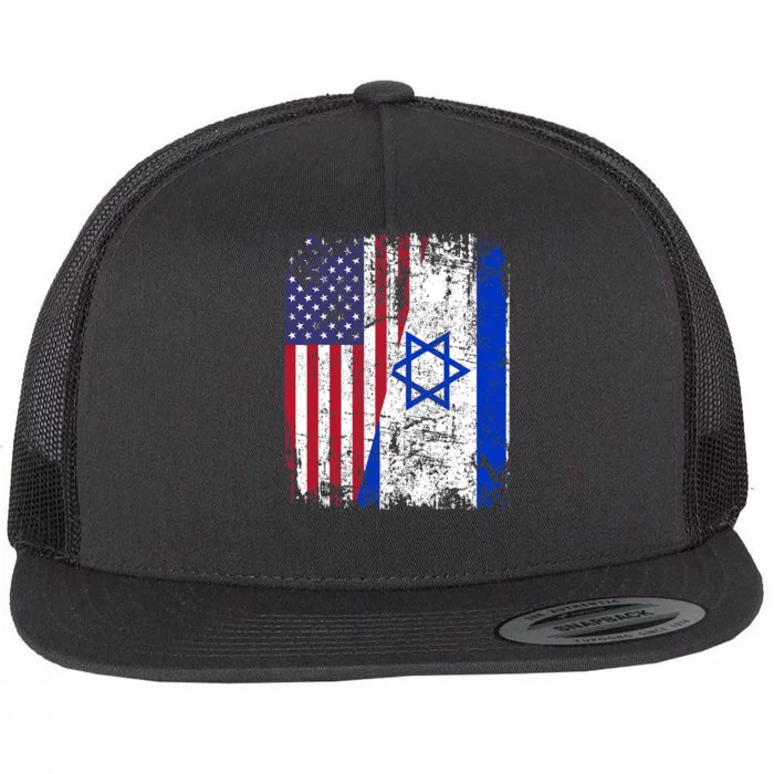 I Stand With Israel Usa American Flag W/ Israel Flag Flat Bill Trucker Hat