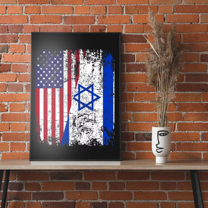 I Stand With Israel Usa American Flag W/ Israel Flag Poster