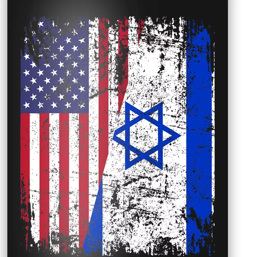 I Stand With Israel Usa American Flag W/ Israel Flag Poster