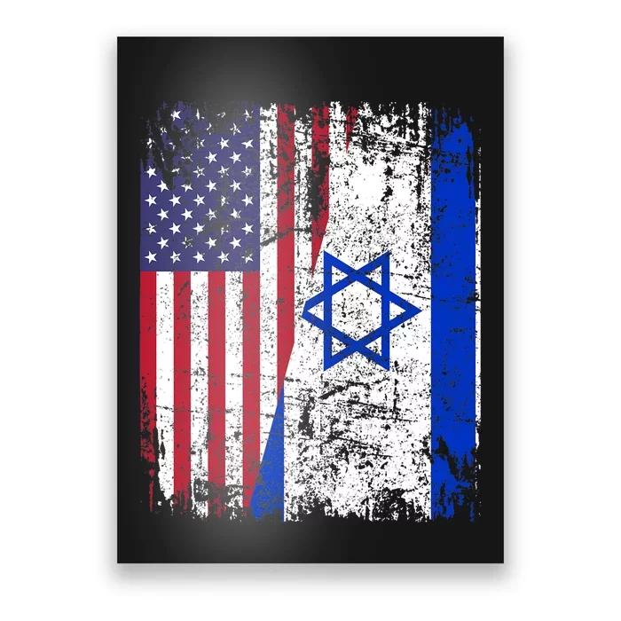 I Stand With Israel Usa American Flag W/ Israel Flag Poster