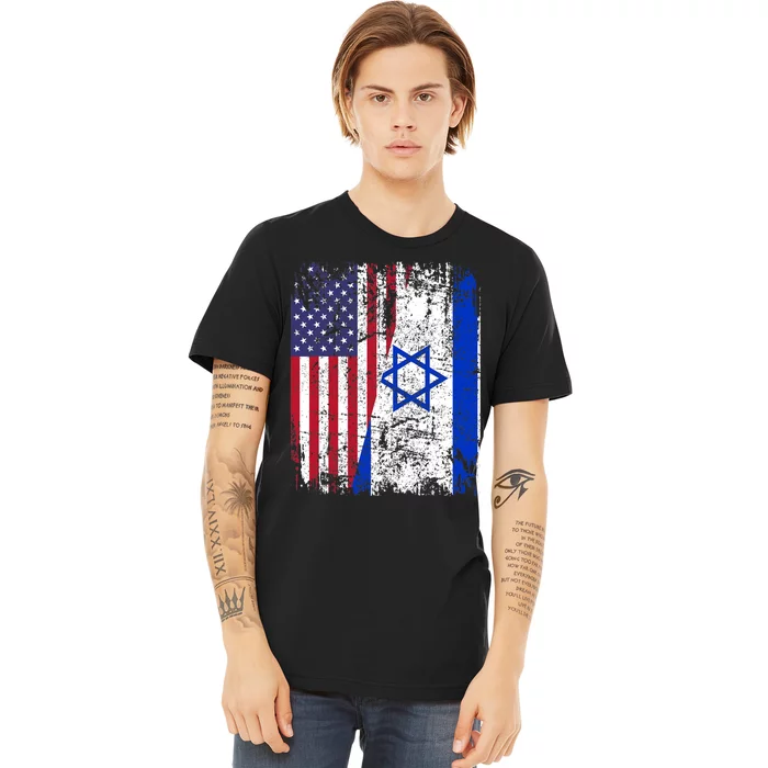 I Stand With Israel Usa American Flag W/ Israel Flag Premium T-Shirt