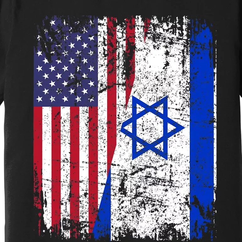 I Stand With Israel Usa American Flag W/ Israel Flag Premium T-Shirt