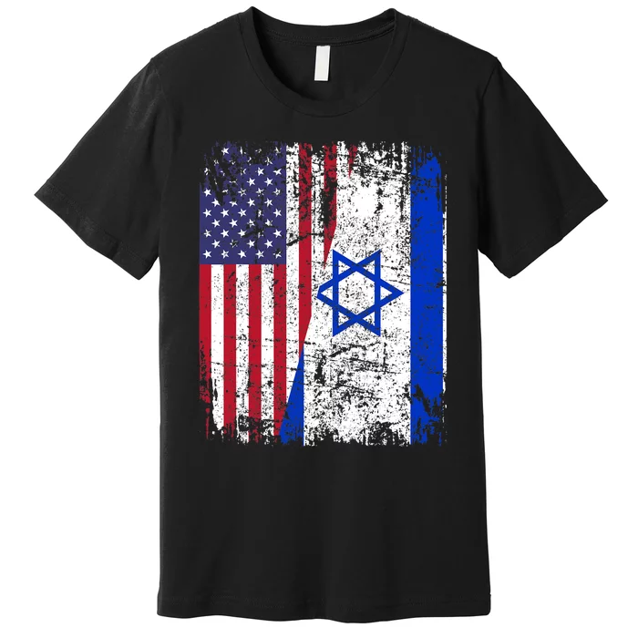 I Stand With Israel Usa American Flag W/ Israel Flag Premium T-Shirt