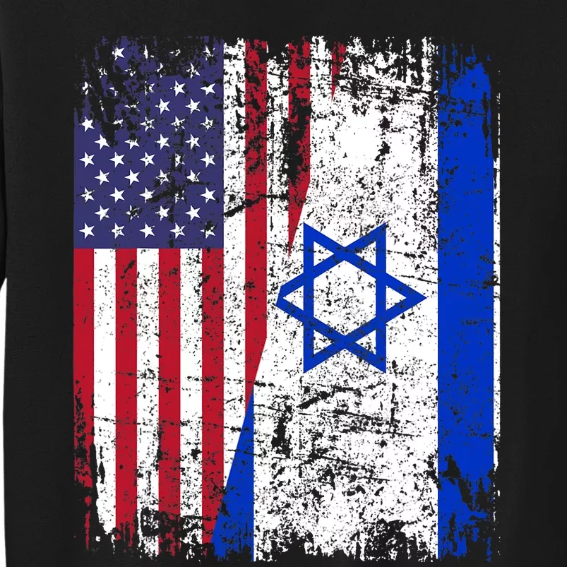 I Stand With Israel Usa American Flag W/ Israel Flag Tall Sweatshirt