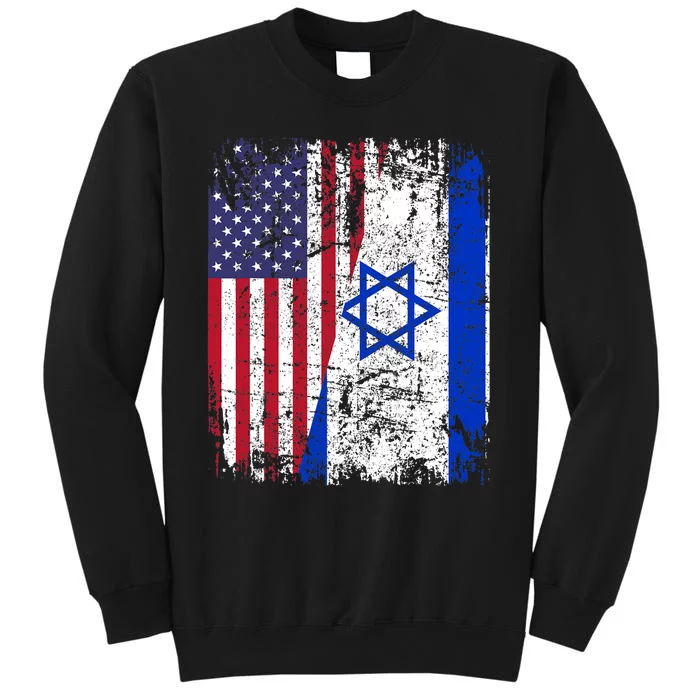 I Stand With Israel Usa American Flag W/ Israel Flag Tall Sweatshirt