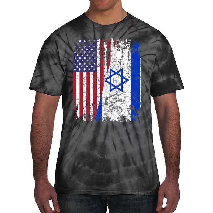 I Stand With Israel Usa American Flag W/ Israel Flag Tie-Dye T-Shirt