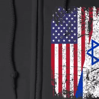 I Stand With Israel Usa American Flag W/ Israel Flag Full Zip Hoodie