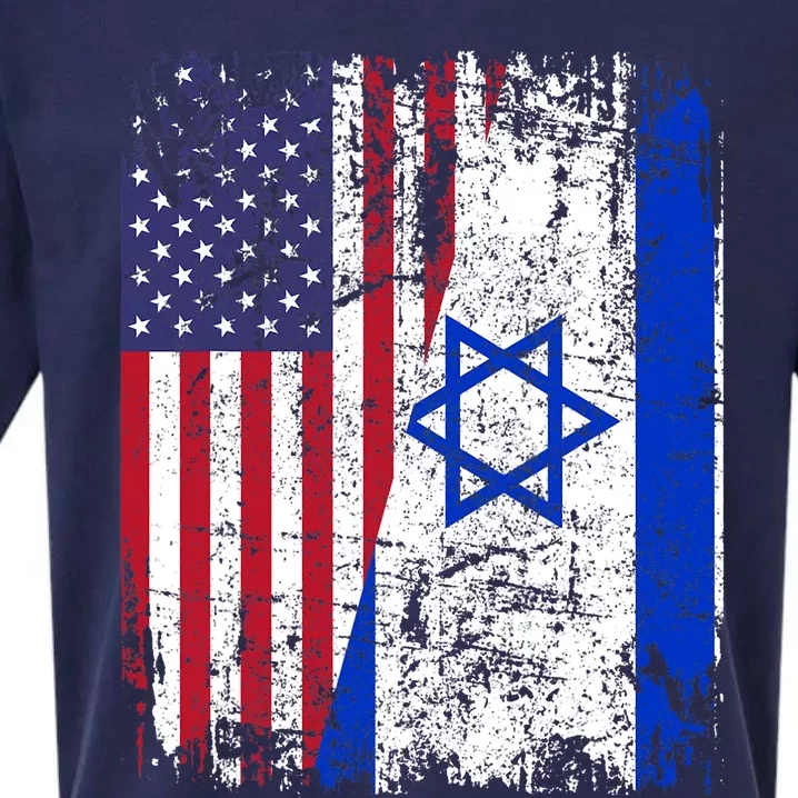 I Stand With Israel Usa American Flag W/ Israel Flag Sueded Cloud Jersey T-Shirt