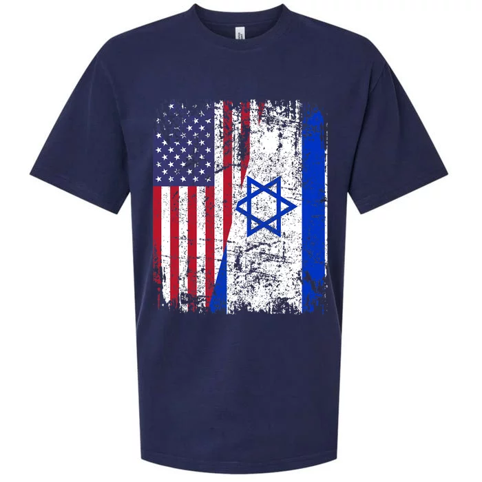 I Stand With Israel Usa American Flag W/ Israel Flag Sueded Cloud Jersey T-Shirt