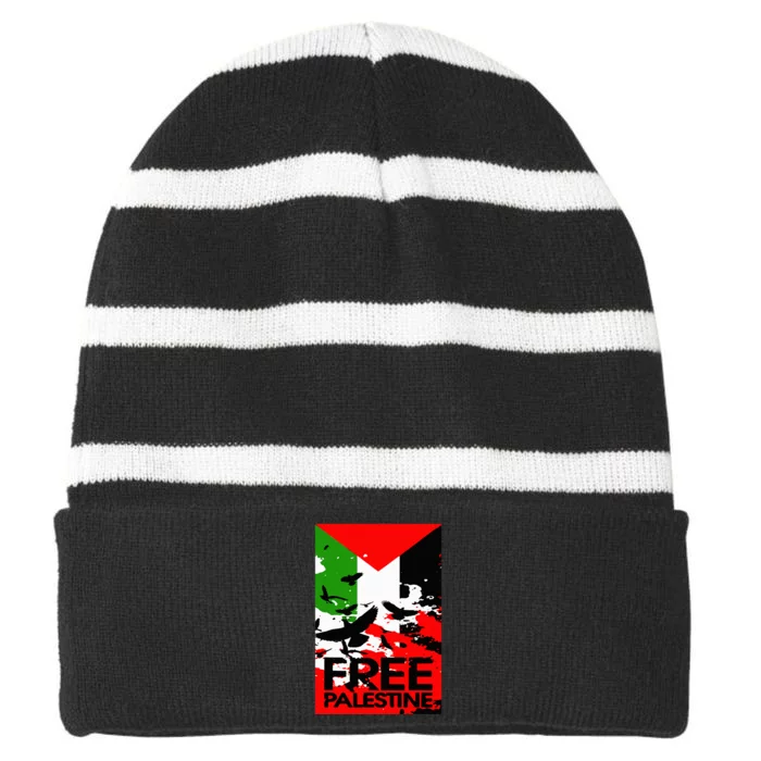 I Stand With Palestine For Their Freedom Free Palestine Striped Beanie with Solid Band