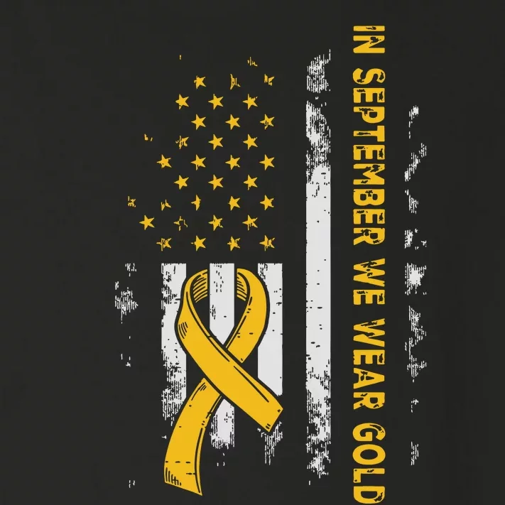 In September We Wear Gold Us Flag Childhood Cancer Awareness Toddler Long Sleeve Shirt