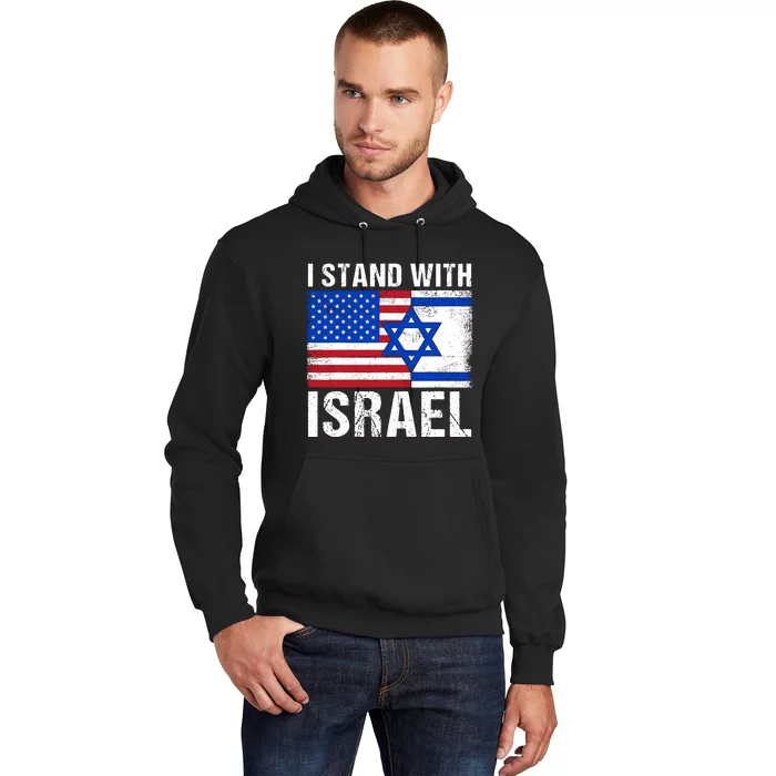 I Stand With Israel Usa American Flag With Israel Flag Hoodie