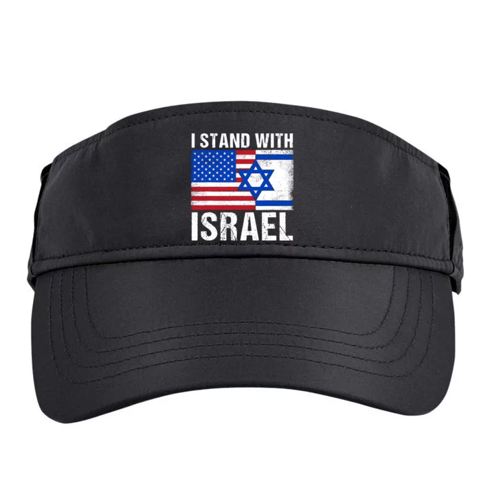 I Stand With Israel Usa American Flag With Israel Flag Adult Drive Performance Visor