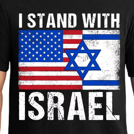 I Stand With Israel Usa American Flag With Israel Flag Pajama Set