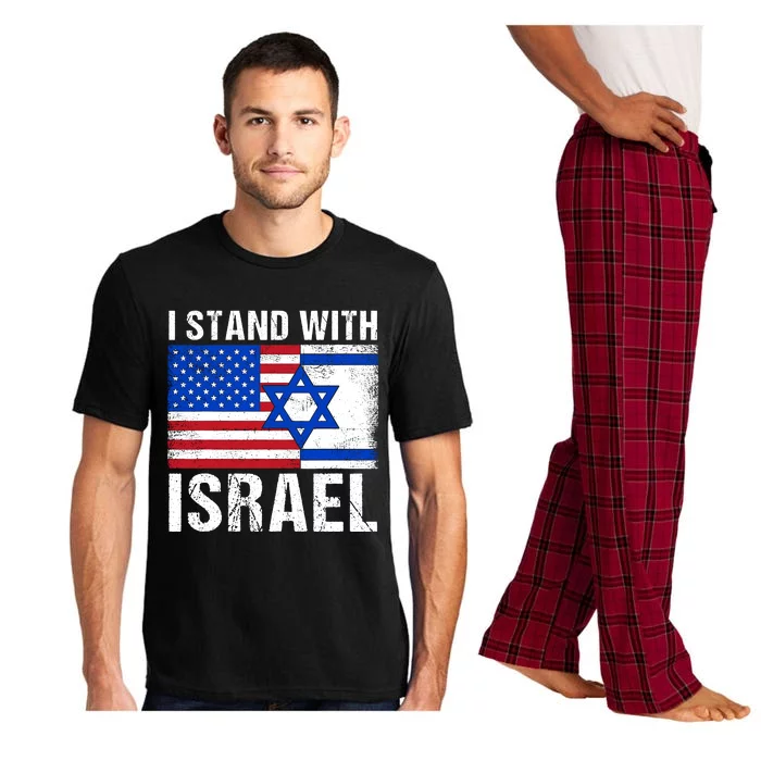 I Stand With Israel Usa American Flag With Israel Flag Pajama Set