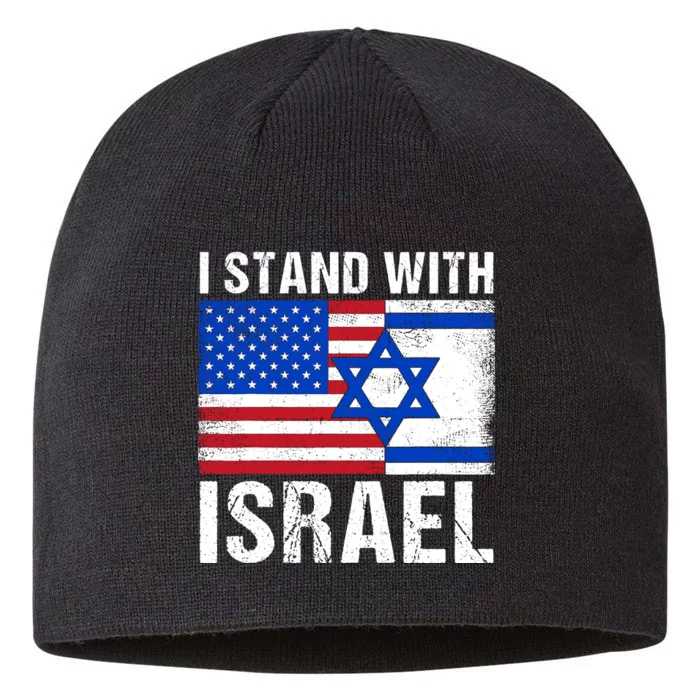 I Stand With Israel Usa American Flag With Israel Flag 8 1/2in Sustainable Knit Beanie