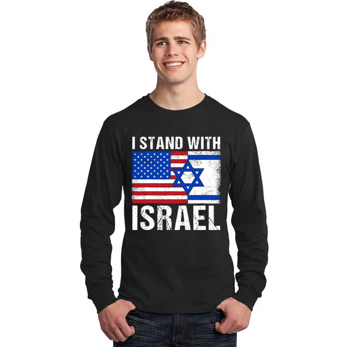 I Stand With Israel Usa American Flag With Israel Flag Tall Long Sleeve T-Shirt